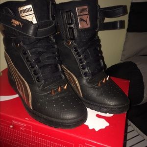 Gold & Black Puma Sneaker Wedge